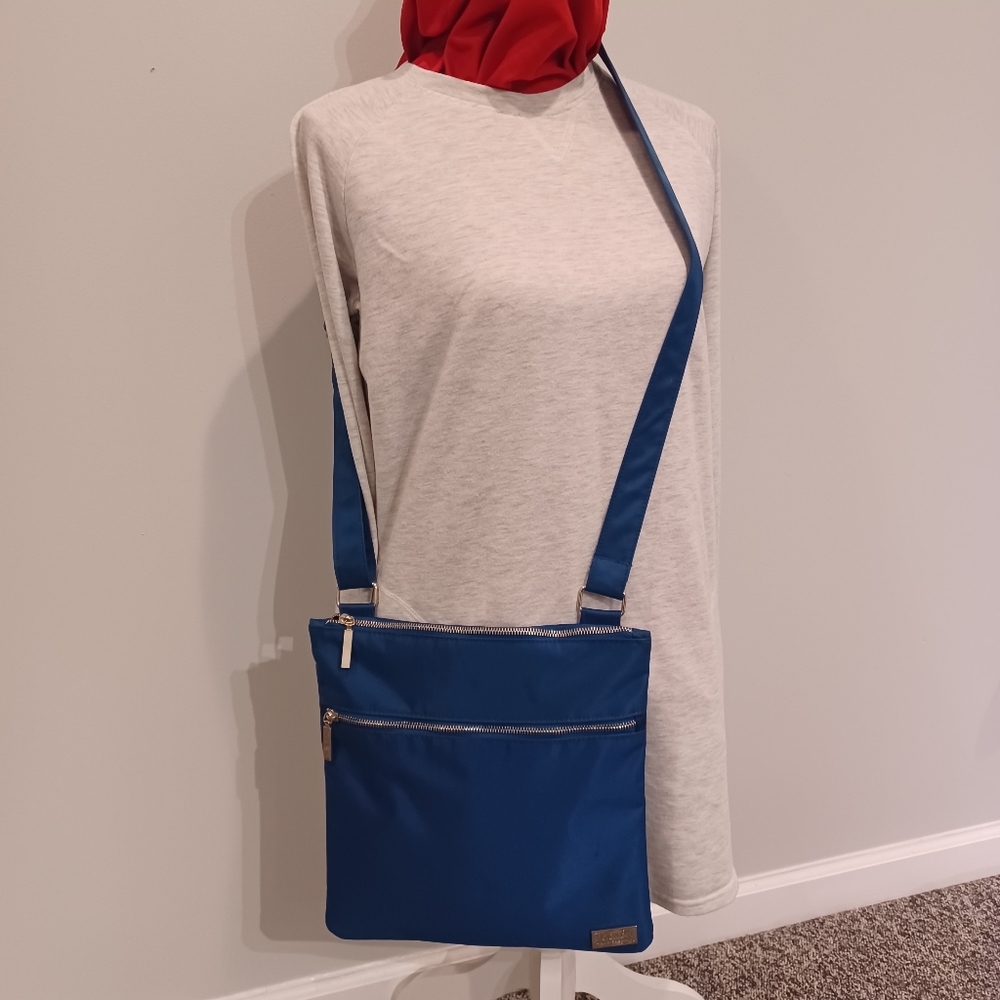 Pre-owned Escada Moon Sparkle Crossbody, Nylon Royal Blue.
